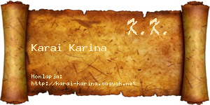 Karai Karina névjegykártya